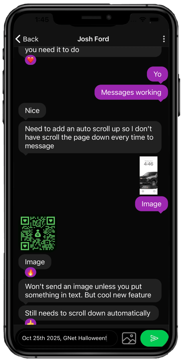 Messages screen